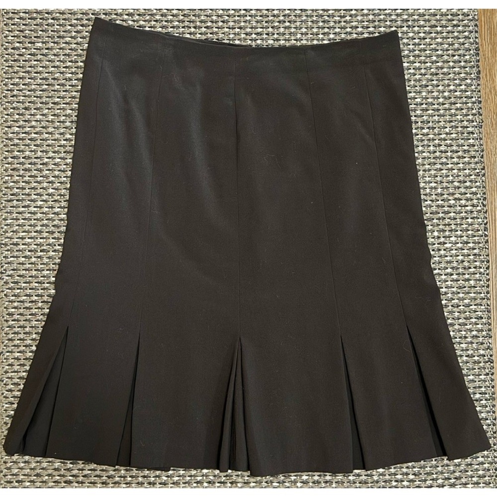 AGB Womens Fully Lined Pleated Skirt Knee Length Business Work Wear Black‎ Sz 12